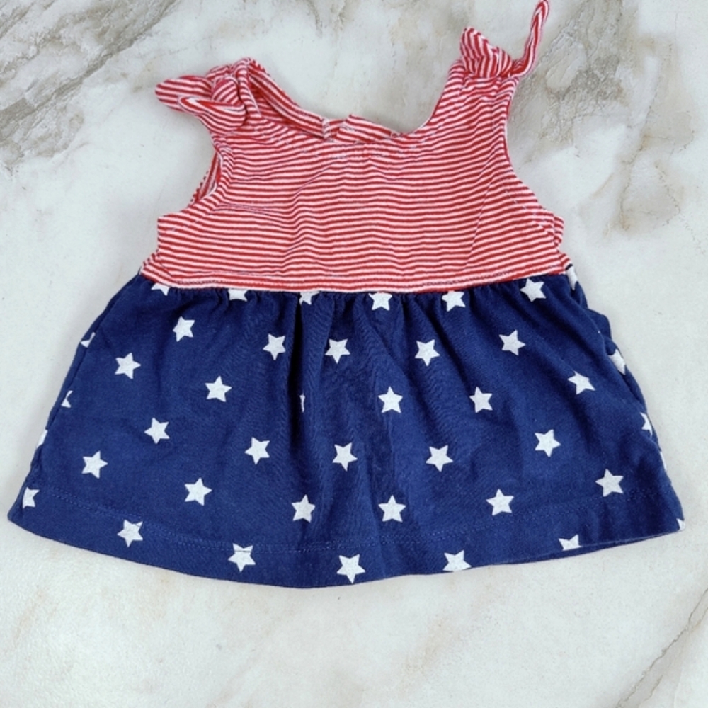Carter's Baby Infant Girls Cotton Stars Stripes July 4th Sleeveless Dress, Sz 3M